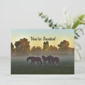 Paarden Fog Birthday Invitation Kaart (Staand voorkant)