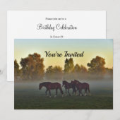 Paarden Fog Birthday Invitation Kaart (Voorkant / Achterkant)