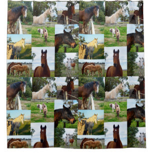 Paarden Foto Collage Badkamer Gordijn