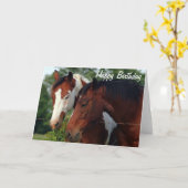 Paarden Foto Happy Birthday Kaart (Gele Bloem)