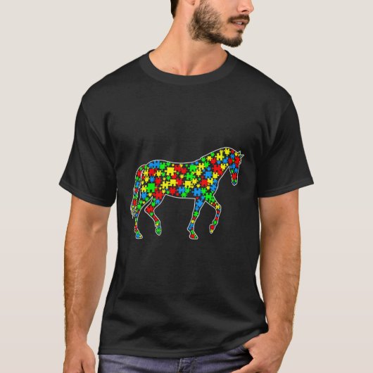 Paarden Funny Puzzle Animals Autisme T-shirt (Voorkant)