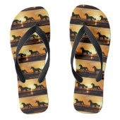 Paarden Galloping in de zomer zonsondergang Teenslippers (Voetbed)