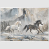 Paarden galopperen door de decoupage van de bergmi tissuepapier (Voorkant)