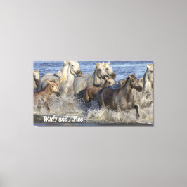Paarden galopperen in het water canvas afdruk