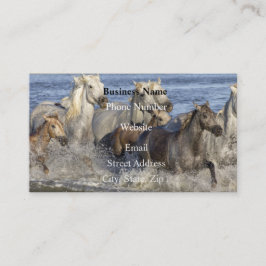 Paarden galopperen in het water visitekaartje
