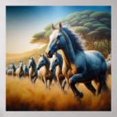 Paarden galopperen over de weide poster (Voorkant)