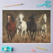 Paarden galopperen over grasland ontkoppeling tissuepapier (Craft)