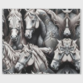 Paarden Gedetailleerd schilderij in Black & White  Cadeaupapier (Vlak)