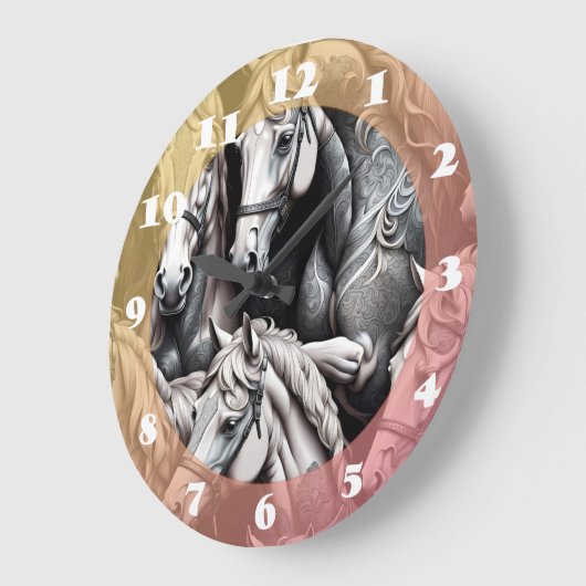 Paarden Gedetailleerd schilderij in Black & White  Grote Klok (Hoek)