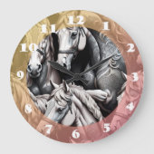 Paarden Gedetailleerd schilderij in Black & White  Grote Klok (Voorkant)