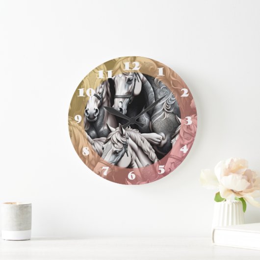 Paarden Gedetailleerd schilderij in Black & White Grote Klok (Huis)
