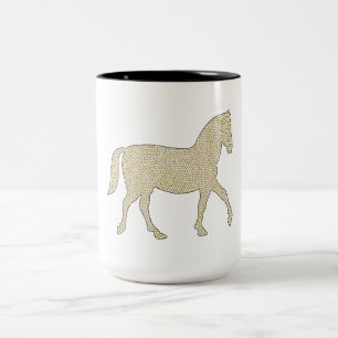 Paarden - geometrisch patroon - beige en wit. tweekleurige koffiemok