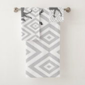 Paarden - geometrisch patroon - zwart en grijs. bad handdoek (Insitu)
