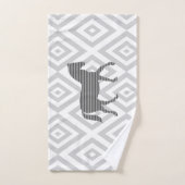 Paarden - geometrisch patroon - zwart en grijs. bad handdoek (Handdoek)