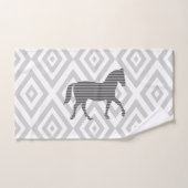 Paarden - geometrisch patroon - zwart en grijs. bad handdoek (Handdoek)