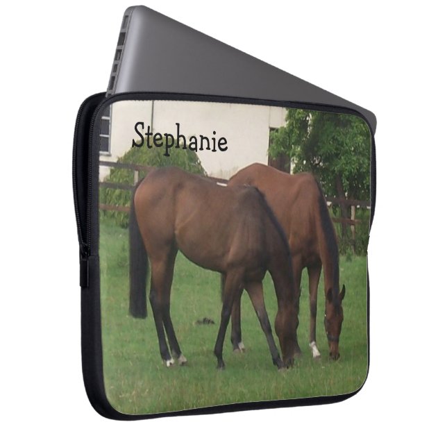Paarden gepersonaliseerd laptop sleeve (Voorkant Rechts)