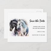 paarden Geschilderd in Waterverf sparen de Datum Uitnodiging Briefkaart (Voorkant / Achterkant)