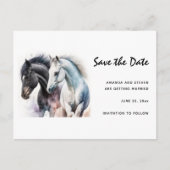 paarden Geschilderd in Waterverf sparen de Datum Uitnodiging Briefkaart (Voorkant)