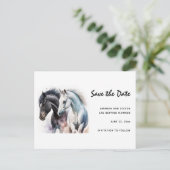 paarden Geschilderd in Waterverf sparen de Datum Uitnodiging Briefkaart (Staand voorkant)