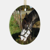 Paarden, geverfd, koningin en koningsbloem keramisch ornament (Rechts)