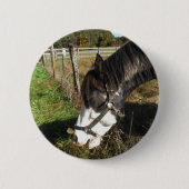 Paarden, geverfd, koningin en koningsbloem ronde button 5,7 cm (Voorkant)