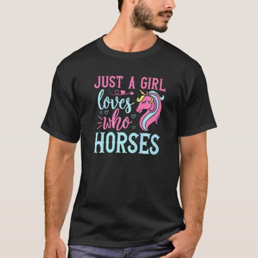Paarden Gewoon Een Meisje Dat Liefheeft T-shirt (Voorkant)