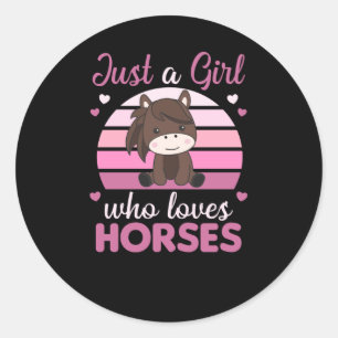 Paarden gewoon een meisje dat van Paarden houdt, z Ronde Sticker