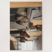 Paarden gluren hun hoofd over staldeuren legpuzzel (Verticaal)