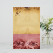 PAARDEN GRAFEND OPKWEEK PARCHMENT MONOGRAM Rood Br Briefpapier (Staand voorkant)