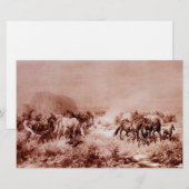 PAARDEN GRAZEN Antiek Bruin Sepia Briefpapier (Voorkant / Achterkant)