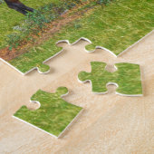  paarden grazen in een groene weide puzzel (Zijkant)