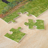  paarden grazen in een Texaanse weide vredig Legpuzzel (Zijkant)