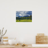 Paarden grazen in weiland nabij Whitefish; Poster (Keuken)