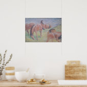 Paarden grazen landschap schilderij poster (Keuken)