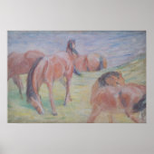 Paarden grazen landschap schilderij poster (Voorkant)
