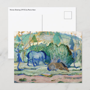 Paarden Grazing door Franz Marc, Vintage Fine Art Briefkaart