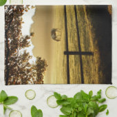 Paarden Grazing in zonnestralen Theedoek (Gevouwen)