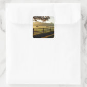 Paarden Grazing in zonnestralen Vierkante Sticker (Tas)