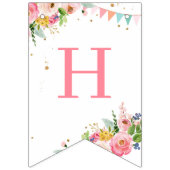 Paarden Happy Birthday Girl Pink Floral Saddle Pon Vlaggetjes (Tweede vlag)