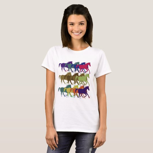 Paarden hardlopen, landbouwhuisdieren t-shirt (Voorkant volledig)