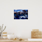 Paarden hardlopend in het water landschap poster (Keuken)