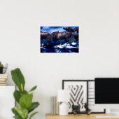Paarden hardlopend in het water landschap poster (Thuiskantoor)