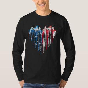 Paarden Hart Amerikaanse vlag 4 juli patriottisch  T-shirt