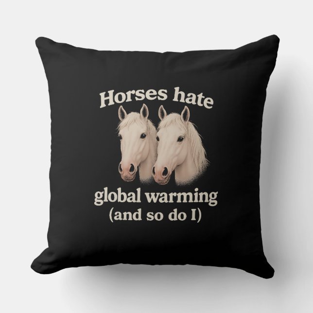Paarden Hat Global Warming Grappig Eco Kussen Ontw (Voorkant)