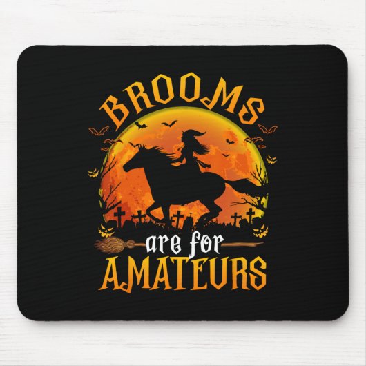 Paarden heks halloween Funny Brooms zijn voor Amat Muismat (Voorkant)