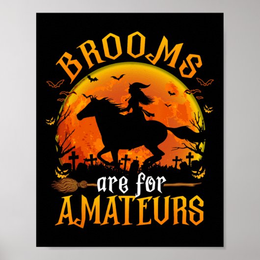 Paarden heks halloween Funny Brooms zijn voor Amat Poster (Voorkant)