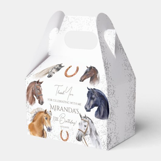 Paarden hippische elegante verjaardagsfeest bedankdoosjes (Achterkant)