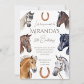 Paarden hippische elegante verjaardagsfeest kaart (Voorkant)