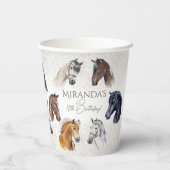 Paarden hippische elegante verjaardagsfeest papieren bekers (Achterkant)