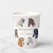 Paarden hippische elegante verjaardagsfeest papieren bekers (Voorkant)